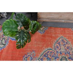 Alfombra de lana Vintage naranja y Beige, 4,1x7,7 pies, clásica, área grande, patrón de pasillo rectangular turco para dormitorio con respaldo de látex - Product Image 3