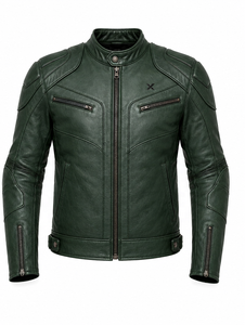 Veste de moto en cuir avec protection des épaules et des coudes |   Noir Bourgogne Vert |   Fabricant OEM ODM |   Qualité de conception haut de gamme | - Product Image 4