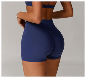 Pantalones cortos de Yoga de cintura alta para mujer con logotipo personalizado, pantalones cortos de compresión para entrenamiento, levantamiento de glúteos sin costuras, ropa atlética - Product Image 3