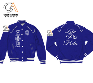 Wholesale High Quality breathable Zeta Phi Beta Soror Embroidery <b>Women</b> Sorority Embroidered Ladies Customized Racecar Jackets - Product Image 2