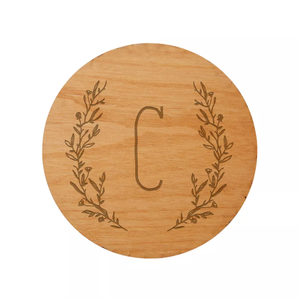 Tienphong Wholesale 2025 Bamboo Wood Round Farmhouse Floral Personalized with The Letters <b>Initial</b> Wood <b>Coaster</b> - Product Image 3