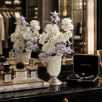 Vase miroir argenté unique en forme de sac à main, pot de fleurs en céramique métallique de luxe haute couture pour une décoration chic de boutique