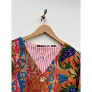 Veste d'hiver longue pour femme avec broderie à la main Suzani Design Robe en coton à bord brut Techniques imprimées Demoiselle d'honneur Tissage bohème - Product Image 6