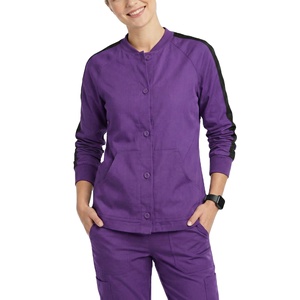 Veste d'échauffement personnalisée pour infirmière avec logo, à boutons-pression, blouse médicale pour femme, uniforme d'hôpital, vente en gros, prix d'usine OEM, vestes de travail médicales - Product Image 1