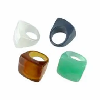 Cross-border ornaments ins cool style color transparent resin ring 4 pcs 1 set red acrylic index finger ring