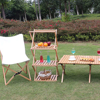 Table de camping extérieure moderne et écologique personnalisée, pliable, portable, en bambou, pour le parc