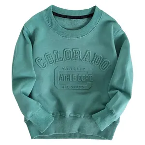 Son kadınlar özel Logo kazak Hoodie 3d kabartma baskı Vintage Crewneck kazak kabartmalı Logo giyim kazak