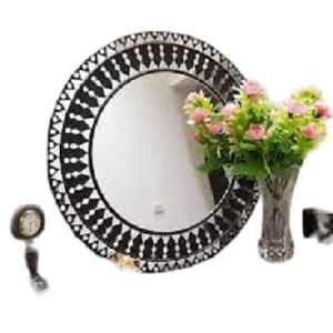 กระจกกรอบกลมแกะสลักสไตล์โรมันสำหรับตกแต่งบ้านสุดสร้างสรรค์กระจกศิลปะติดผนังสีดำสามารถกำหนดเองได้กรอบกลมทนทาน - Product Image 2