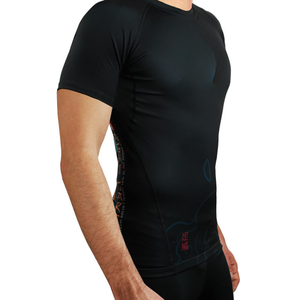 Ultra-Stretch Black Short-Sleeved <b>Rash</b> <b>Guard</b> Ultimate Training Wear for New Martial Arts and UFC Fighting - Product Image 3