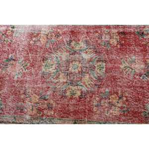 Turkish 3.5x6.6 ft Rug, Vintage Rug, <b>Red</b> Plants & trees Rug <b>Wool</b> - Product Image 5