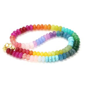 Hermoso Collar de Cuentas Redondas Lisas de Cuarzo Color Arcoíris, Cuentas de Piedras Preciosas de Cuarzo Multicolores de 7-8 mm AAA - Product Image 6