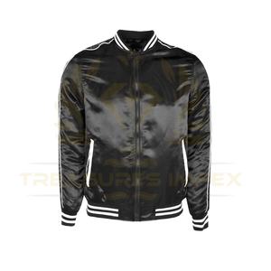 VESTE BOMBER EN SATIN STYLE VARSITY AVEC PASSEPOIL CONTRASTE POUR HOMMES ET FEMMES - Product Image 4