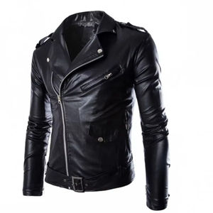 Chaqueta de Invierno con Capucha de Cuero Genuino Personalizada, Nueva Llegada, para Hombre, Cuello Camisero, Diseño de Parches en la Parte Delantera, Impermeable, Estilo Punk Rock - Product Image 6