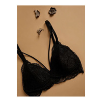 Soutien-gorge push-up sans fil à fermeture avant pour femme - Doublure en dentelle, sans rembourrage et avec armatures, fermeture à crochets