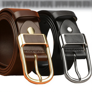 เข็มขัดหนังคุณภาพสูงสำหรับผู้ชาย หัวเข็มขัดโลหะผสมทรงสี่เหลี่ยม ปรับความยาวได้ พร้อมลายพิมพ์ตามสั่ง - Product Image 1