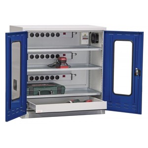 Armadio per batterie 1000x1000x490mm con finestra di visualizzazione, cassetto, 3 ripiani - Product Image 3
