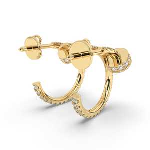 Boucles d'oreilles créoles en or pour femmes avec diamant CVD, simples et brillantes cultivées en laboratoire, bijoux fins uniques arrivés - Product Image 4