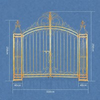 Arche en fer forgé de style européen, porte en métal doré populaire pour les mariages, arche en fer pour la décoration de scène de mariage
