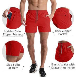 Wholesale Breathable Stretch Training <b>Zipper</b> <b>Pockets</b> Workout Fitness Quick Dry Gym Summer <b>Shorts</b> for <b>Men</b> - Product Image 2