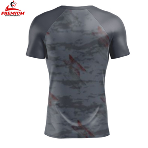 Liso en existencia Durable Hombres Rash Guards Precios al por mayor Shortd Sleeve Fitness Custom Men Rash Guards Poliéster Spandex Material - Product Image 2