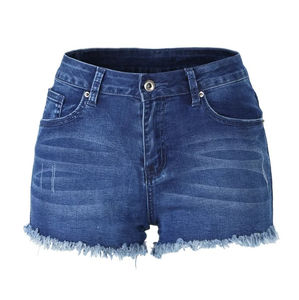 Shorts de Mezclilla de Algodón 100% de Primera Calidad para Mujer, Casuales, Vintage, de Cintura Media, con Estilo Desgastado, Diseño OEM - Product Image 4