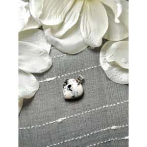Navajo Handmade Sterling Silver Pendant with White Buffalo Bezel Setting Inlay - Product Image 4