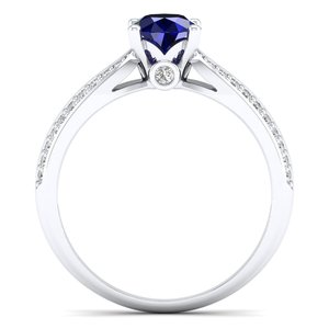 Anillo de Zafiro Azul de 0.75 Quilates con Corte Redondo, Oro Blanco Sólido de 14K, Joyería Fina con Moissanita Certificada por GRA, Personalizado por REYES - Product Image 4