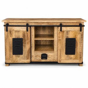 Industrial Solid Mango Wood Antique Sideboard Sliding Barn Door <b>Cabinet</b> Custom Size OEM ODM Manufacturer FSC Certified Export - Product Image 2