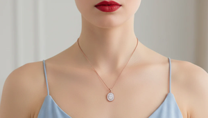 Modern Diamond Cluster Oval Double Halo Pendant 18K Gold with Real Diamonds Stylish Fine Jewelry Birthday or Anniversary Gift - Product Image 6