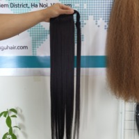 Extension de cheveux queue de cheval vietnamienne vierge non-Remy, ondulée et lisse Yaki, 100g, à clipser