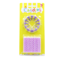 Bougies en Cire de Paraffine Écologiques Multicolores Rayées Joyeux Anniversaire avec Support pour Décoration de Gâteaux, Fêtes et Bars