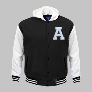 Veste universitaire personnalisée en cuir et laine - Coupe-vent réversible à capuche unisexe - Product Image 3