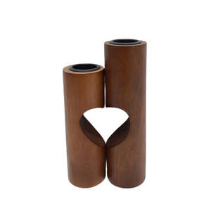 Soporte de vela único, diseño de corazón de madera decorativo para el hogar, Juego de 2 soportes de vela de Color marrón de madera para decoración para sala de estar - Product Image 1