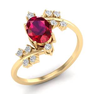 Bague de fiançailles REYES en argent sterling 925 avec rubis ovale de 1,2 carat, bijoux précieux en moissanite pour femmes - Product Image 2