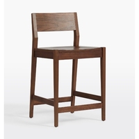 Tabourets de bar en teck, assise en bois, design contemporain marron - Utilisation pour hôtels, cuisines et salles à manger, origine Indonésie