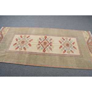 Vintage Turkish Rug, 3.6x8.1 ft Area Rug, <b>Brown</b> Red Southwestern <b>Wool</b> Rug - Product Image 4