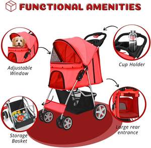 Estructura de acero resistente, diseño de tela transpirable, duradero, fuerte, cochecito para mascotas, cómodo, cochecito para gatos, tamaño mediano - Product Image 3