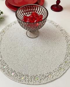 Royal Classic Designer Customized <b>Table</b> Mat <b>Placemats</b> Unique Trending Colored Glass Beads Embroidery Household <b>Placemats</b> - Product Image 3