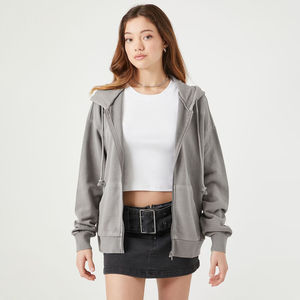 เสื้อฮู้ดซิปโอเวอร์ไซส์คุณภาพสูงสำหรับทุกเพศ พิมพ์โลโก้ได้ แขนยาว ผ้าฟลีซ ไซส์พลัส เสื้อผ้ากีฬา เสื้อฮู้ดซิปผู้หญิง - Product Image 6