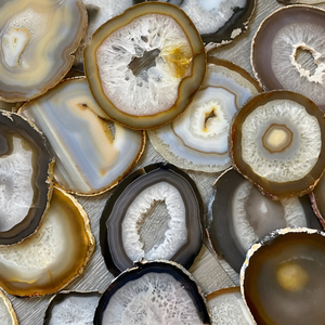 Natural White Agate Crystal <b>Coasters</b> with <b>Silver</b> Edge for Home Decoration and Table Decor Guaranteed Low Price - Product Image 4