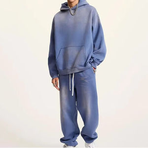 Conjunto Deportivo de Invierno para Hombre, Corte Regular, con Capucha, Color Sólido, Dos Piezas, 100% Algodón, Transpirable, Ligero, Ropa Deportiva, Ropa Urbana, Venta al Por Mayor - Product Image 2