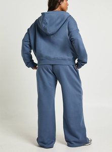 Ensemble de survêtement décontracté 2 pièces pour femme, grande taille XL, veste zippée à séchage rapide et pantalon large, idéal pour l'entraînement hivernal - Product Image 6