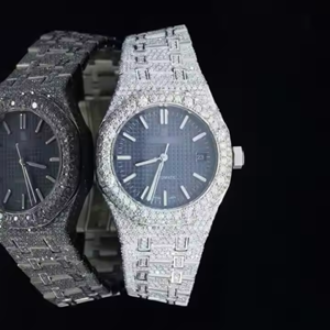 Vvvvs Moissanite นาฬิกาสแตนเลสสตีลประดับเพชรทำด้วยมือสำหรับผู้ชายใหม่โรงงานราคาถูก - Product Image 1