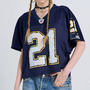 Camiseta de Fútbol de Verano Estilo Urbano para Hombre, Estilo Americano Vintage, Material de Malla Corta y Transpirable, Cuello en V, Unisex - Product Image 1