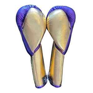 Venta al por mayor de guantes de boxeo morados y dorados personalizados sin boxeo sin vida guantes de boxeo de cuero de primera calidad para entrenamiento profesional y guantes de combate - Product Image 5