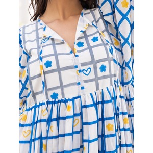 Vestido Maxi de Algodón con Estampado de Bloques Archie para Mujer - Elegante Vestido Largo para Fiesta - Product Image 5