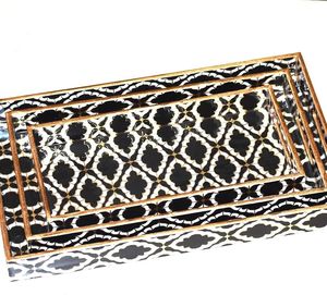 Ensemble de trois grands plateaux de service en acacia, assiette en MDF de style rustique pour pâtes, fruits et légumes, présentoir en gros de légumes pour réfrigérateur - Product Image 2