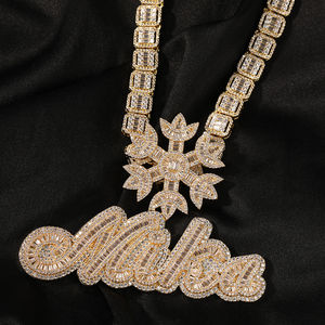 จี้เพชรมออิสซาไนต์สีเหลืองทอง14K ที่กำหนดเองสำหรับผู้ชายสร้อยคอสไตล์ฮิปฮอป Nika ออกแบบได้เองสำหรับทุกเพศ - Product Image 1