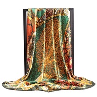 Écharpe en soie carrée à motif floral imprimé personnalisé pour femmes, 90 cm, accessoires de mode personnalisés