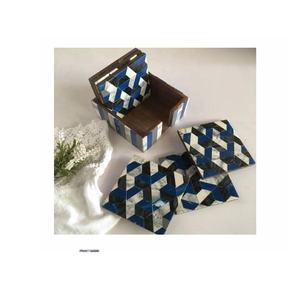 Posavasos con incrustaciones de hueso de patrón moderno de alta calidad, posavasos para bebidas de té y café con soporte, Juego de 4 Uds., posavasos casero de decoración moderna - Product Image 1